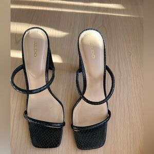 Aldo Black Textured Heels